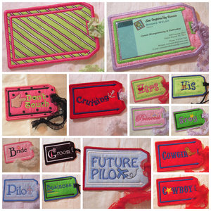 Luggage Tags Set 1 5x7--Set of 14 ITH Designs