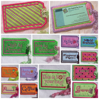 Luggage Tags Set 2 5x7--Set of 14 ITH Designs
